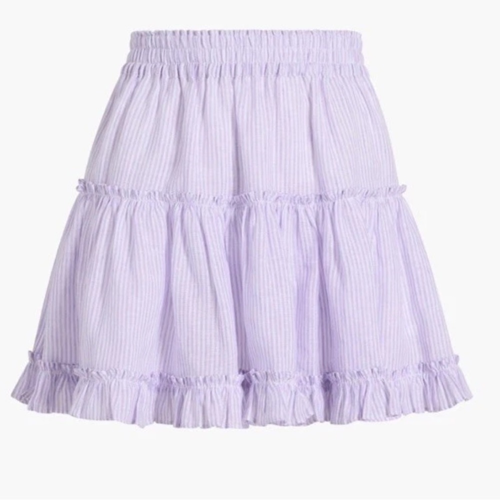 Hill House The Paz Skirt Lilac Stripe Purple Tiered Elastic Waist Size Small - Picture 2 of 9
